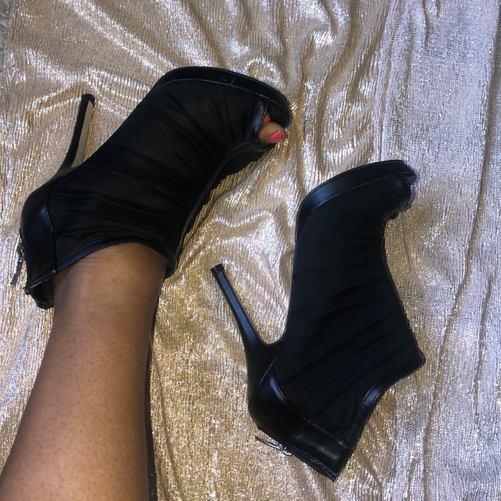 Black sheer ankle booties sandals